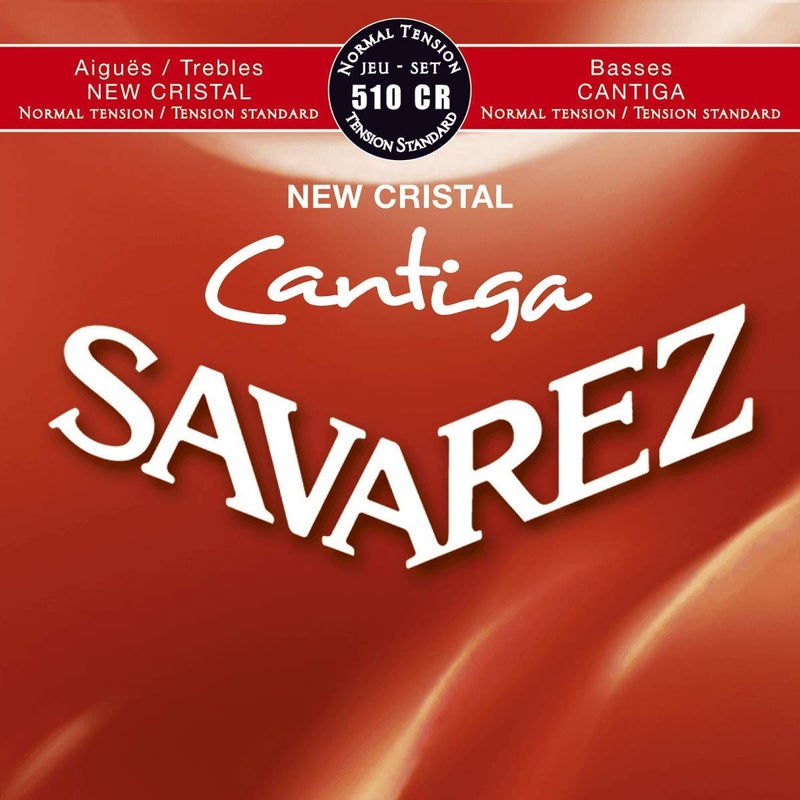 Savarez Classical Guitar Strings Cantiga 510CR Cristal Trebles, Cantiga Basses, Normal Tension, Full Set (STSAV51-50356)
